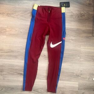 Nike Maroon and Blue Athletic Leggings